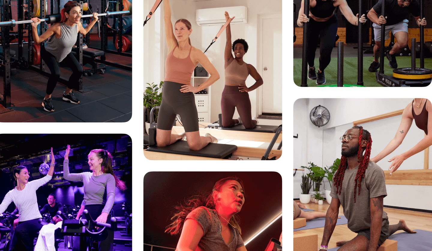 ClassPass members in strength, reformer, cycling and yoga classes