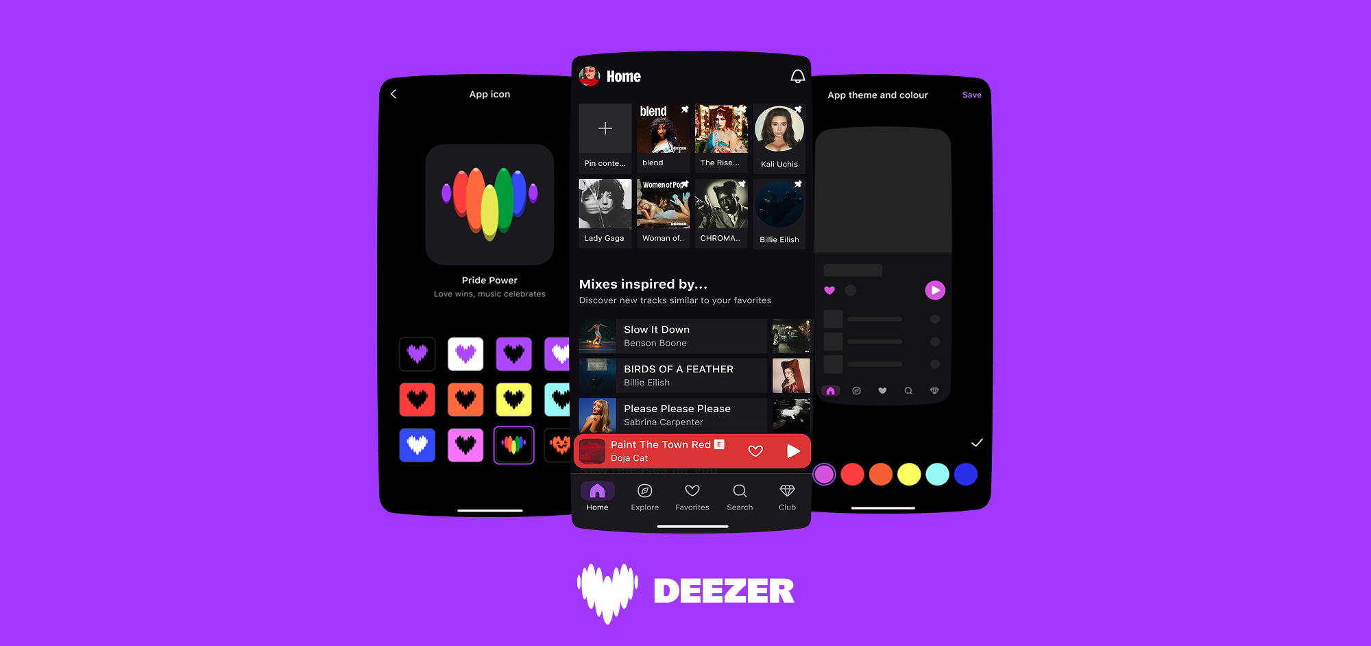 Deezer app interface variations